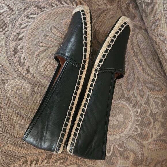 COACH Rhodelle Black Leather Espadrille Flat Loafer Shoes Black Sz  8.5B - Picture 5 of 11